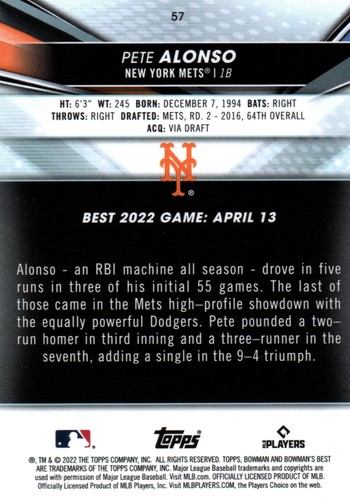 PETE ALONSO MAJOR LEAGUE BASEBALL CARDS - PICK FROM LIST - Picture 92 of 184