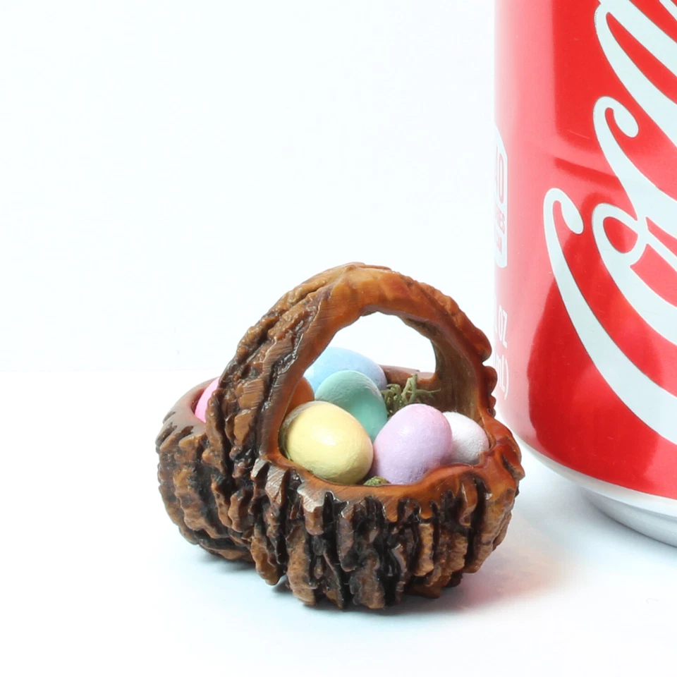 Hand Carved Black Walnut Shell EASTER BASKET w/7 Eggs - Tiny Dollhouse Miniature - Image 3 of 3