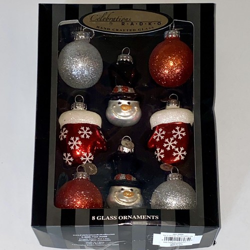 Celebrations by Radko 8pc Hand Crafted Mini Glass Christmas Hanging Ornaments - Picture 7 of 11