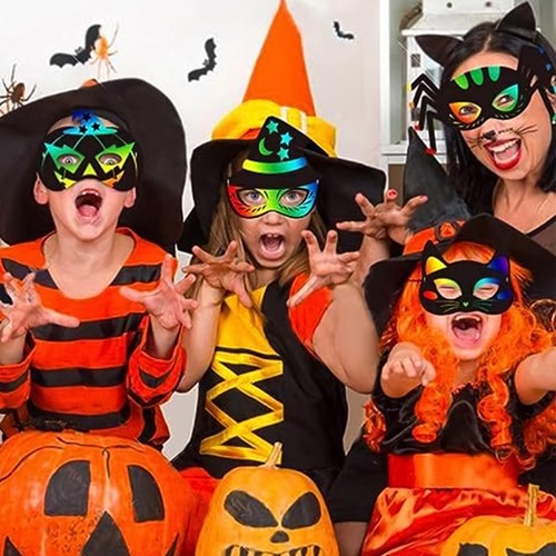 Halloween Scratch Mask,Magic Rainbow Scraper,Pumpkin Spider Party Supplies - Picture 12 of 28