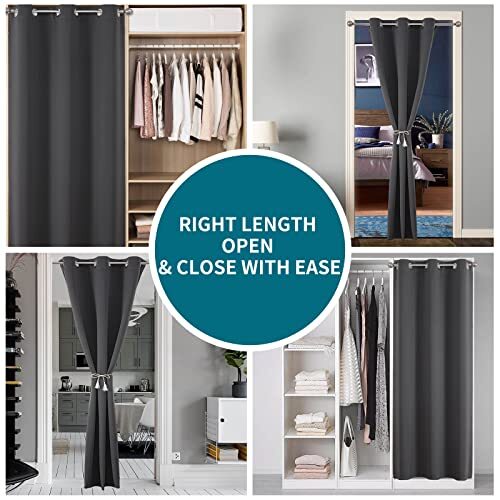 Türvorhang Schranktür, Schrankvorhang für 40B x 78L Zoll x 1 Paneel Grau - Bild 3 von 7