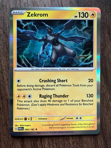 HOLO  Zekrom 066/182 - 2023 Pokémon Paradox Rift Rare Card - Shiburingaru Art NM