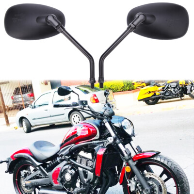 Black Clear Motorcycle Oval Rear View Mirrors For Kawasaki Vulcan S 650 700 800