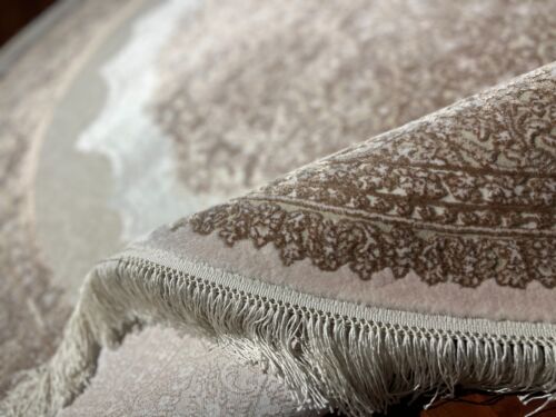 5x5 ft Beige Bamboo Silk Round Rug – Vintage Circle Rug for Home Decor - Picture 5 of 8