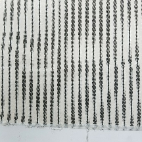 Screenprinted Striped Cotton Fabric Vintage 1/2 yards Black & White Pinstripes - Picture 2 of 3