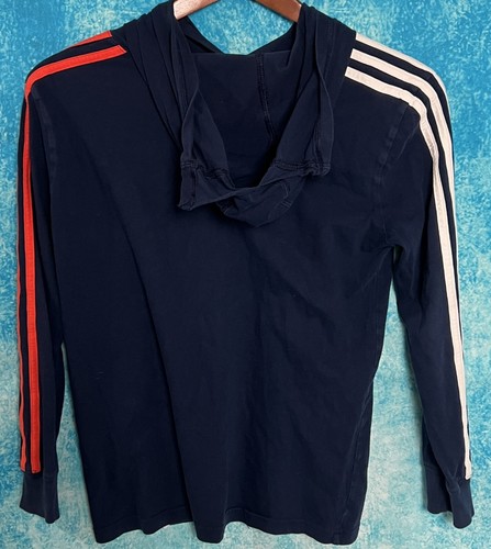 Adidas Shirt Youth Medium Blue Long Sleeve Hooded T-Shirt - Picture 2 of 4