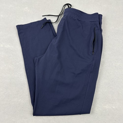 Public Rec Pants Men 38 Blue Solid Straight Leg Elastic Waist Pockets Stretch