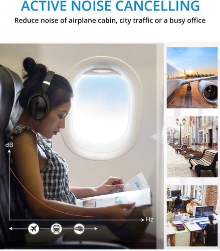 WIRELESS HEADPHONES FOLDABLE HEADSET W MIC ACTIVE NOISE EARBUDS for CELL PHONES - 第 5/6 張圖片