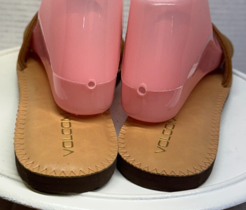 Volcom Simple Slide Women Sandals Tan Size 10 41 Manmade Shoes Beach Summer New - Picture 7 of 8