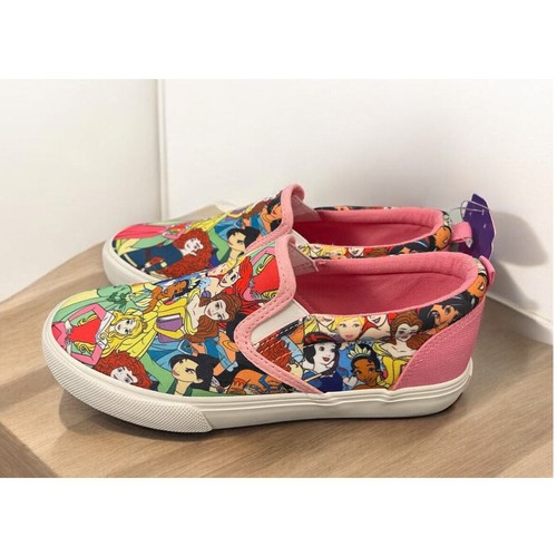NEW Girls Disney Princess Multicolored Canvas Shoes Size 4 Pink in box Kids - Picture 4 of 5