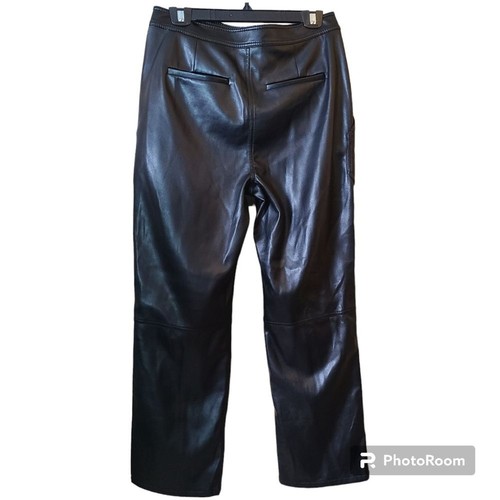 Neu mit Etikett Jonathan Simkhai Baxter Größe 8 schwarz hoch geschnitten veganes Leder gerade Hose - Bild 4 von 16