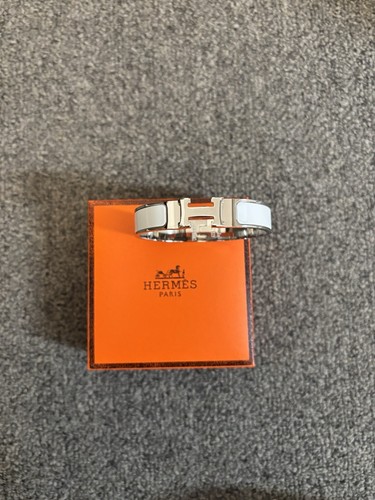 Hermes Clic H Armband weiß und silber