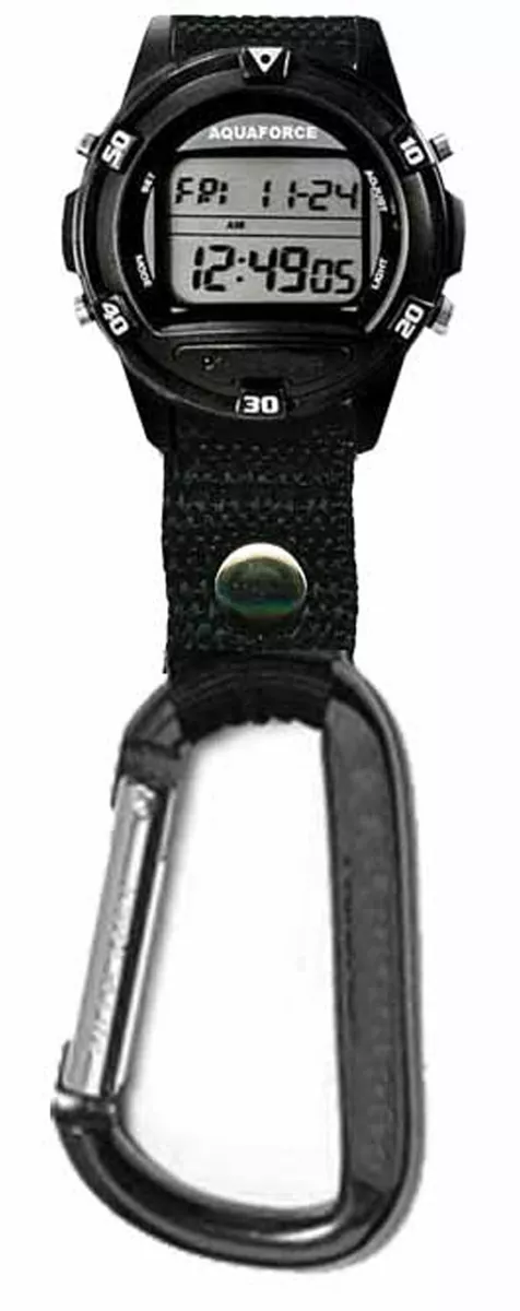 AQUAFORCE Multi Function Digital Carabiner Watch Flashlight 50M Water Resistant