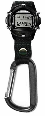  AQUAFORCE Multi Function Digital Carabiner Watch Flashlight 50M Water Resistant