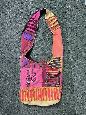 #ad Boho Purse Women’s Multi Color Crossbody Messenger Bag Cotton Nepal Boutique