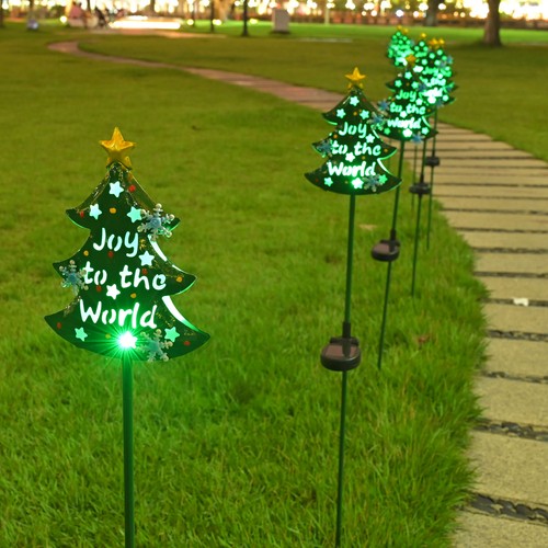 Yescom Solar Christmas Tree Stake Lights Pathway Light Garden Yard Lawn 2Pcs - Picture 8 of 9