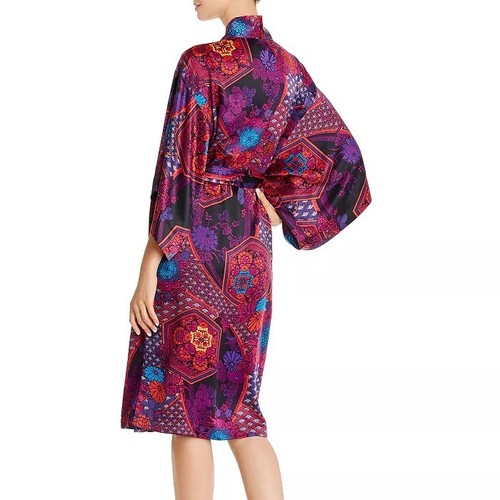 NATORI Empress Print Wrap Robe Purple M MSRP $160 NEW - Picture 2 of 3