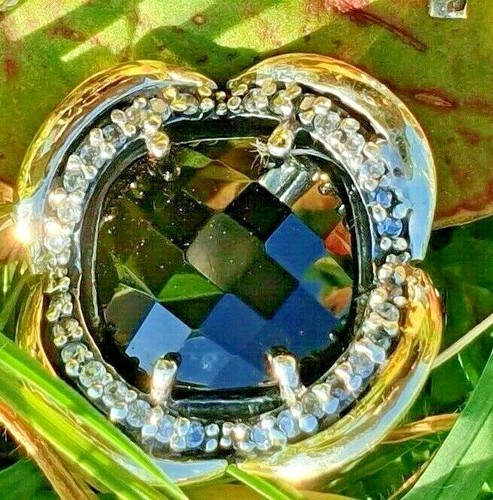 Women Ring Steraling Siver and Gold with Black Stone CZ Gorgeus!! - Bild 2 von 10