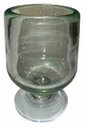4” MEXICAN BUBBLE GLASS PEDESTAL FOOTED THICK GREEN Brandy Sifter. Unmarked