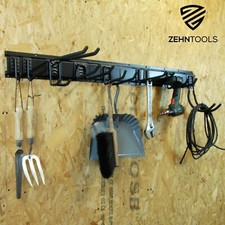 GARAGE WALL MOUNTED STORAGE 9 HOOKS ADJUSTABLE RACK SYSTEM RAIL WORKSHOP TOOLS