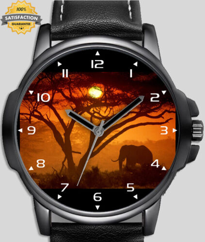Elefant kenianischer Abend einzigartige Unisex schöne Armbanduhr UK SCHNELL