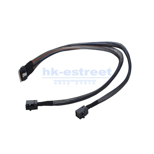 Cable Mini SAS Slimline SAS Slim 4.0 SFF-8654 8i 74 pines a 2X SFF-8643 4i HD 50 CM - Imagen 6 de 17
