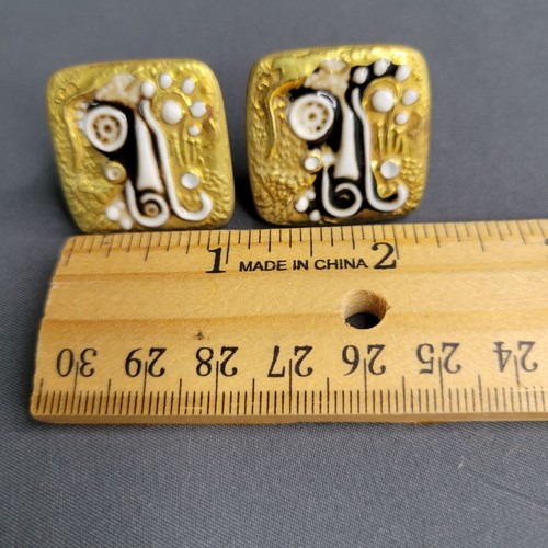 Anton Michelsen Denmark Cubism Clip Earrings Royal Copenhagen Sterling 1" - Picture 10 of 10