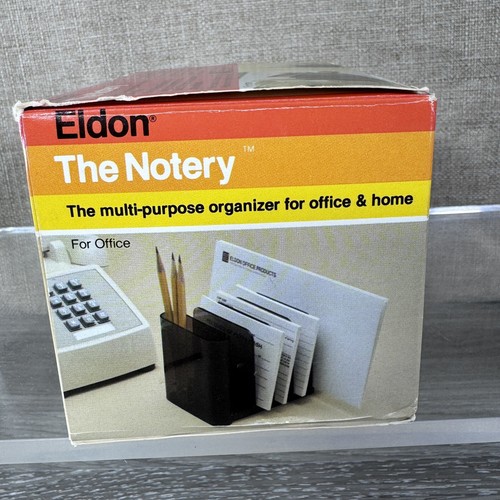 Vintage Eldon "The Notery" schwarz Acryl Schreibtisch Stift & Brief Organizer 1980 Neu im Karton-OS - Bild 5 von 13