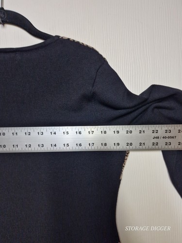 Jones New York Sweater Dress Women Large Black Tan Floral Round Neck Long Sleeve - Picture 13 of 16