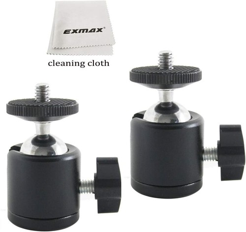 EXMAX 360 Gradi Girevole Mini Treppiede Testa a Sfera con Base Filettata a Vite 1/4" Confezione da 2 - Foto 1 di 9