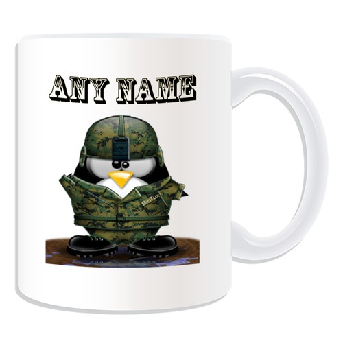 Personalised Gift Soldier Helmet Penguin Mug Money Box Cup Army Uniform Military - Picture 2 of 20