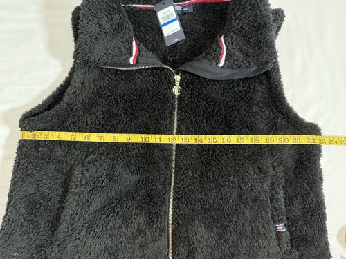 Tommy Hilfiger Women's Faux Fur Sherpa Zip Up Vest Sz XL Black High Neck NWT - Picture 14 of 21
