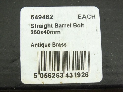 LARGE 250mm ANTIQUE BRASS STRAIGHT BARREL BOLT - Picture 9 of 9