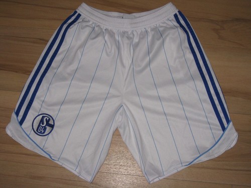 Adidas Fußballhose weiß mit blauen Streifen FC Schalke 04, Größe 164 - Bild 1 von 2