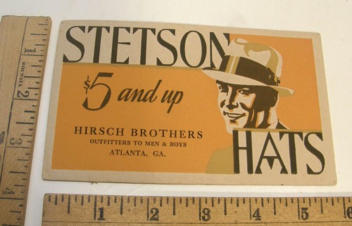 ART DECO ADVERTISING BLOTTER STETSON MENS HATS HIRSCH BROS HABERDASHERY ATLANTA - Picture 11 of 12