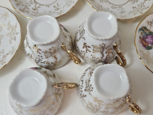 BETSONS JAPAN HAND PAINTED DEMITASSE TEA SERVICE SET FRAGONARD COURTING COUPLE - Picture 12 of 24