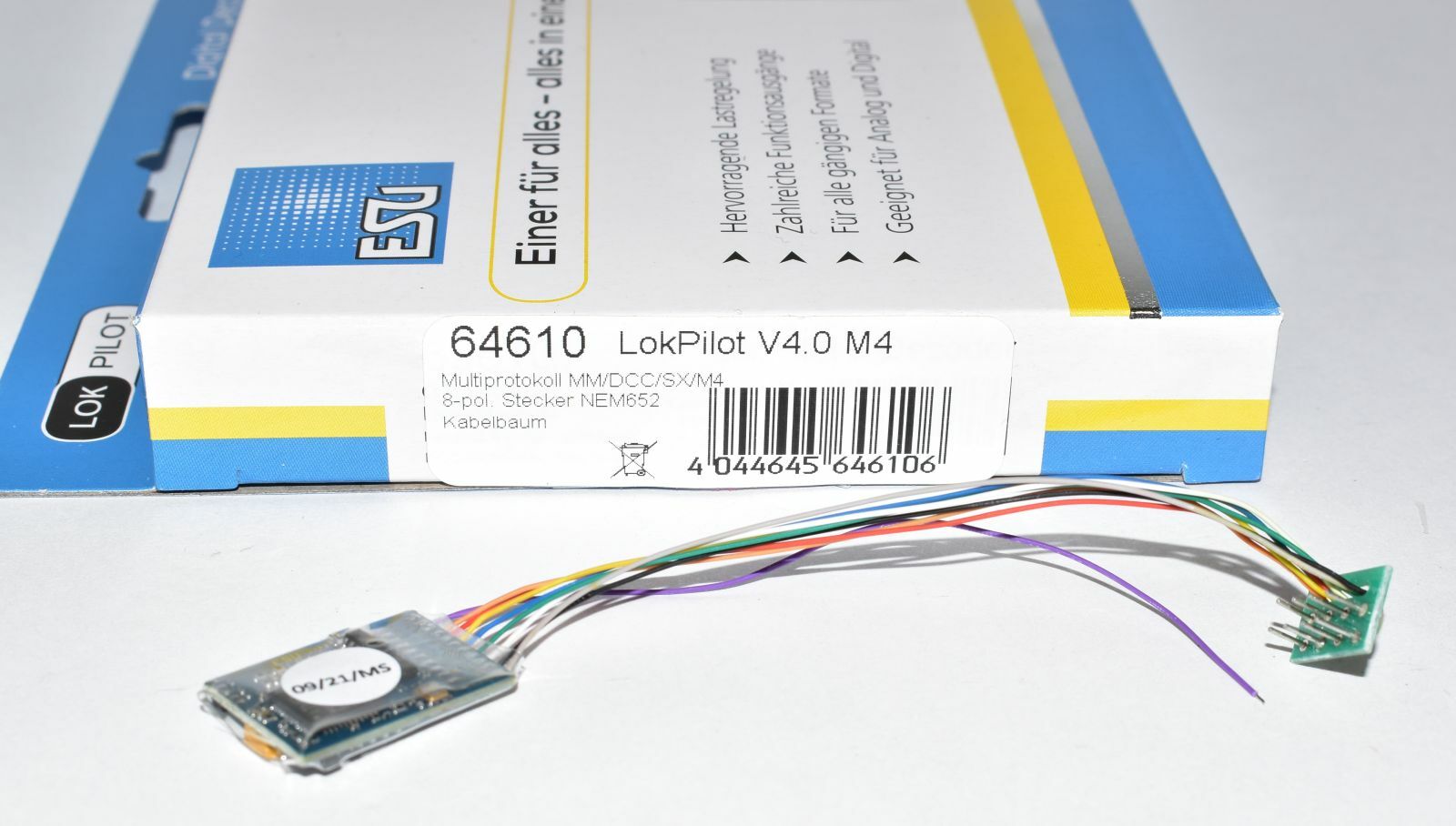 Connecteur nem652 Esu 64610 LokPilot v4.0 m4 8-pol multi-protocole mm//dcc//sx//m4