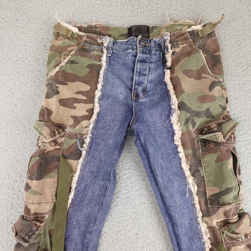 Valabasas Jeans Mens 34x30 Camo Denim Cargo Stacked Straps Hip Hop Grunge Y2K - Picture 5 of 15