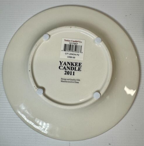 2011 Yankee Candle grande barattolo paralume lampada topper e piatto fattoria limoni giallo blu - Foto 4 di 9