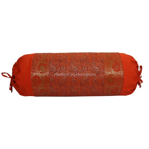 Indian Bed Bolster Cushion Cover Wedding Decor Brocade Silk Pillow Cases 30 x 15 - Picture 16 of 51