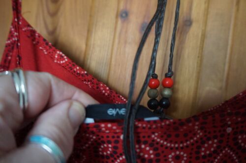 Ethnic red tile print hippie boho festival cami halter sun top bead 18-20? - Picture 5 of 7