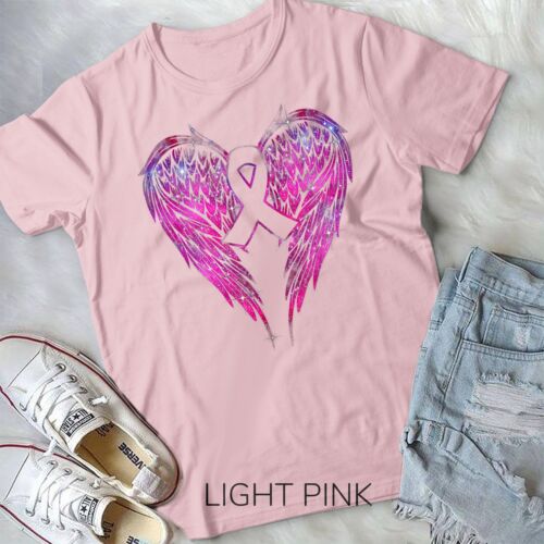 Pink Angel Wing and Hope For Breast Cancer Awareness Month Unisex T-shirt - Picture 4 of 12