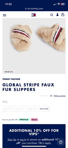 NWT Tommy Hilfiger Fur Flag Home Slippers Sliders Size S 35/36 $88 Retail Price - Picture 3 of 5