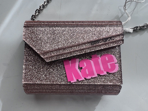 Jimmy Choo Candy Mini Ballet Pink Glitter Acrylic KATE Purse RARE