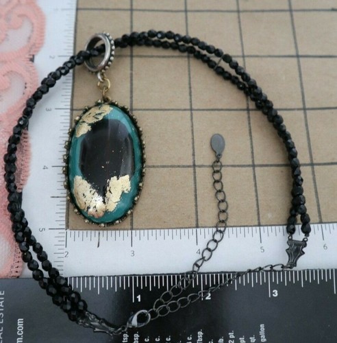 Collar artesanal único declaración Cameo piedra madera cuentas de metal joyería elegante - Imagen 45 de 80