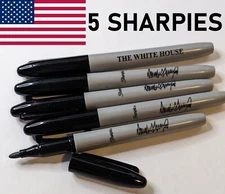5x Donald Trump Sharpie Permanent Marker Black President's Signature White House