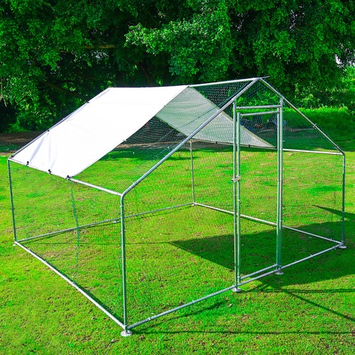 Large 10 FT Metal Poultry Cage with Cover Set Hen Run House Walk-in Chicken Coop - Picture 15 of 15