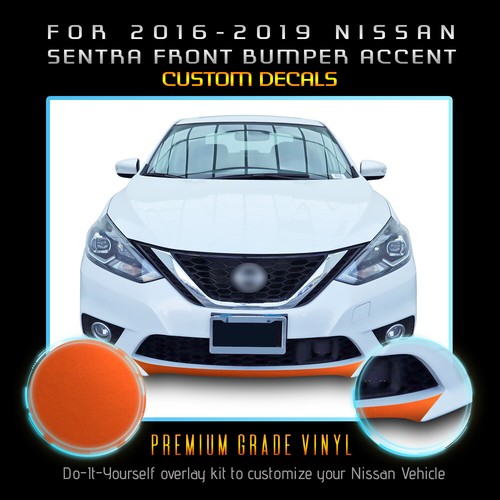 For 2016-2019 Nissan Sentra Front Bumper Lip Accent Overlay Satin Metallic Vinyl - Picture 10 of 16