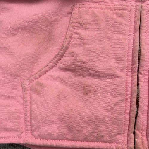 Carhartt Jacket Pink Girls XS 6 Hooded Canvas Sherpa Lined - Picture 3 of 12