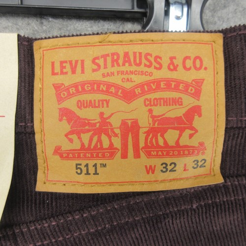Levis Jeans Mens 32x32 Burgundy 511 Slim Straight American Stretch Corduroy - Picture 15 of 19